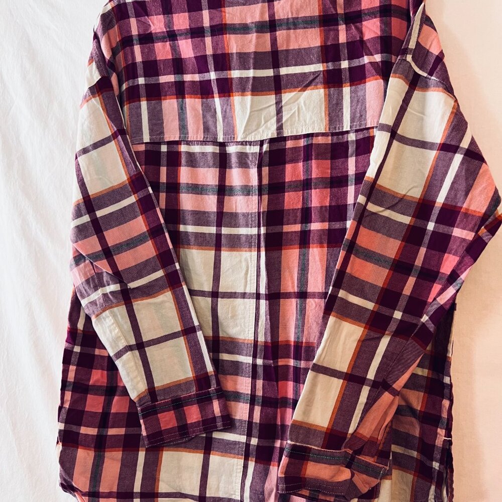 OLD NAVY Women's Multi Plaid "soft cotton flannel" Button Up Shirt Size LARGE - Picture 3 of 6